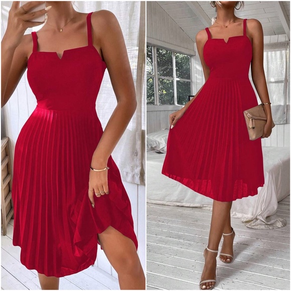 Dresses & Skirts - Luxe Pleated Colorful Midi Dress
